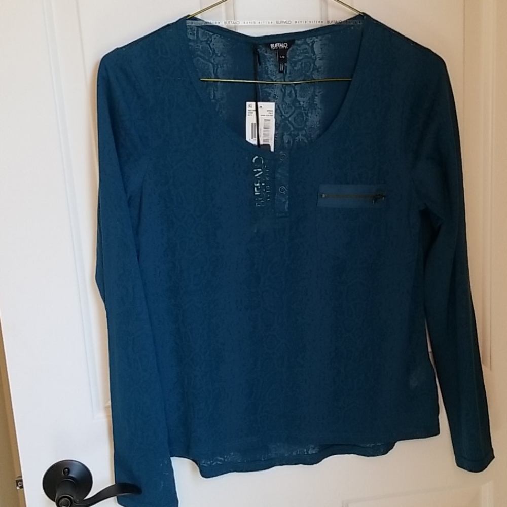Buffalo David Bitton teal burnout top